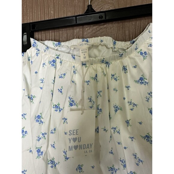 NWT See You Monday Floral‎ Bubble Skirt Size Medium Blue White Southern Grandma - Picture 3 of 5